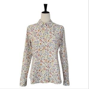 Croft & Barrow Multi Color Floral Roll Tab Sleeve Button Down Shirt Size S